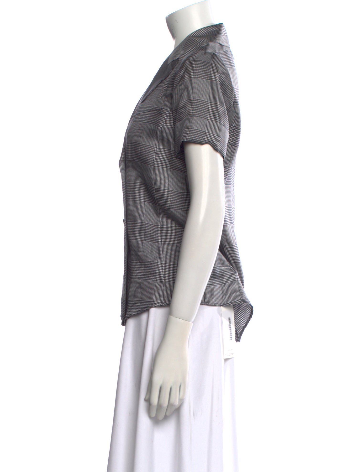 Max Mara Plaid Print V-Neck Button-Up Top