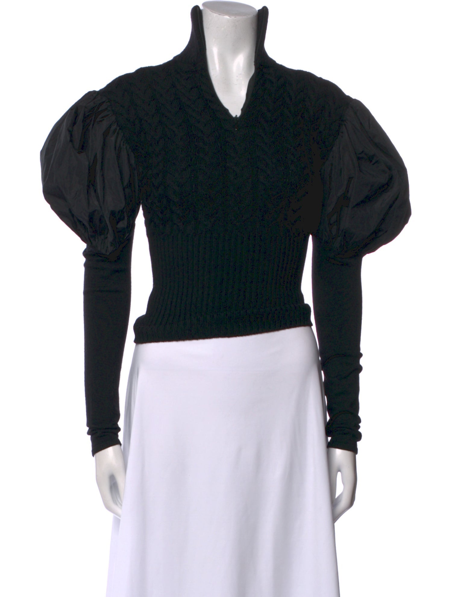 Max Mara V-Neck Long Sleeve Crop Top