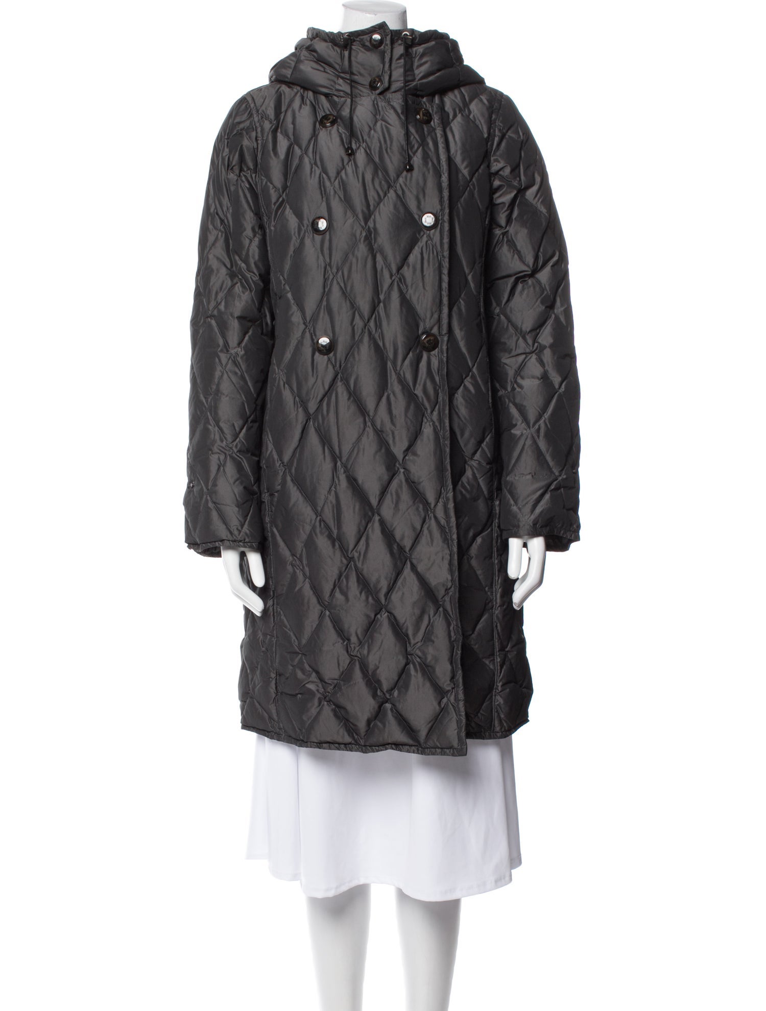 Max Mara Plaid Print Down Coat