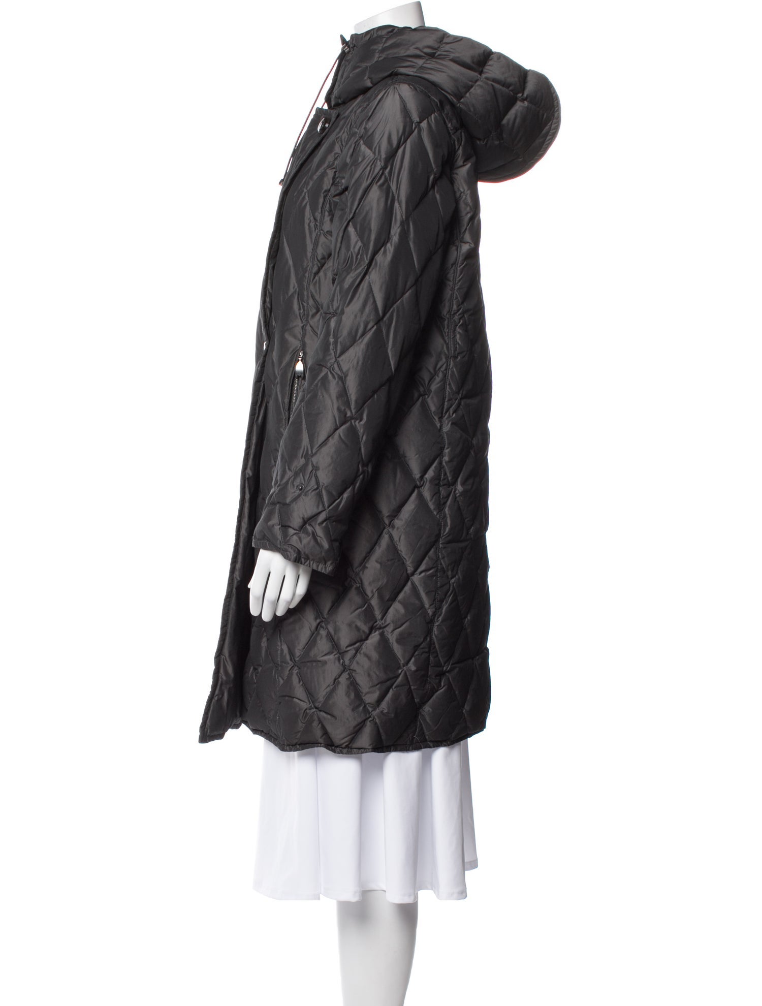 Max Mara Plaid Print Down Coat