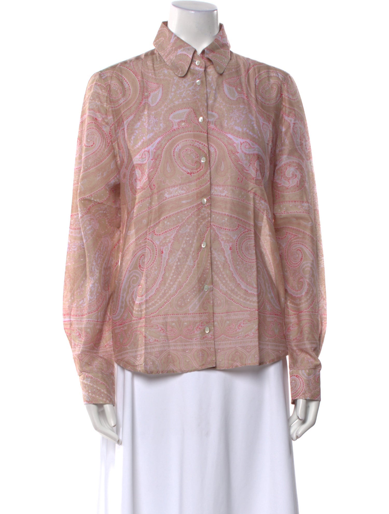 Max Mara Paisley Print Long Sleeve Button-Up Top