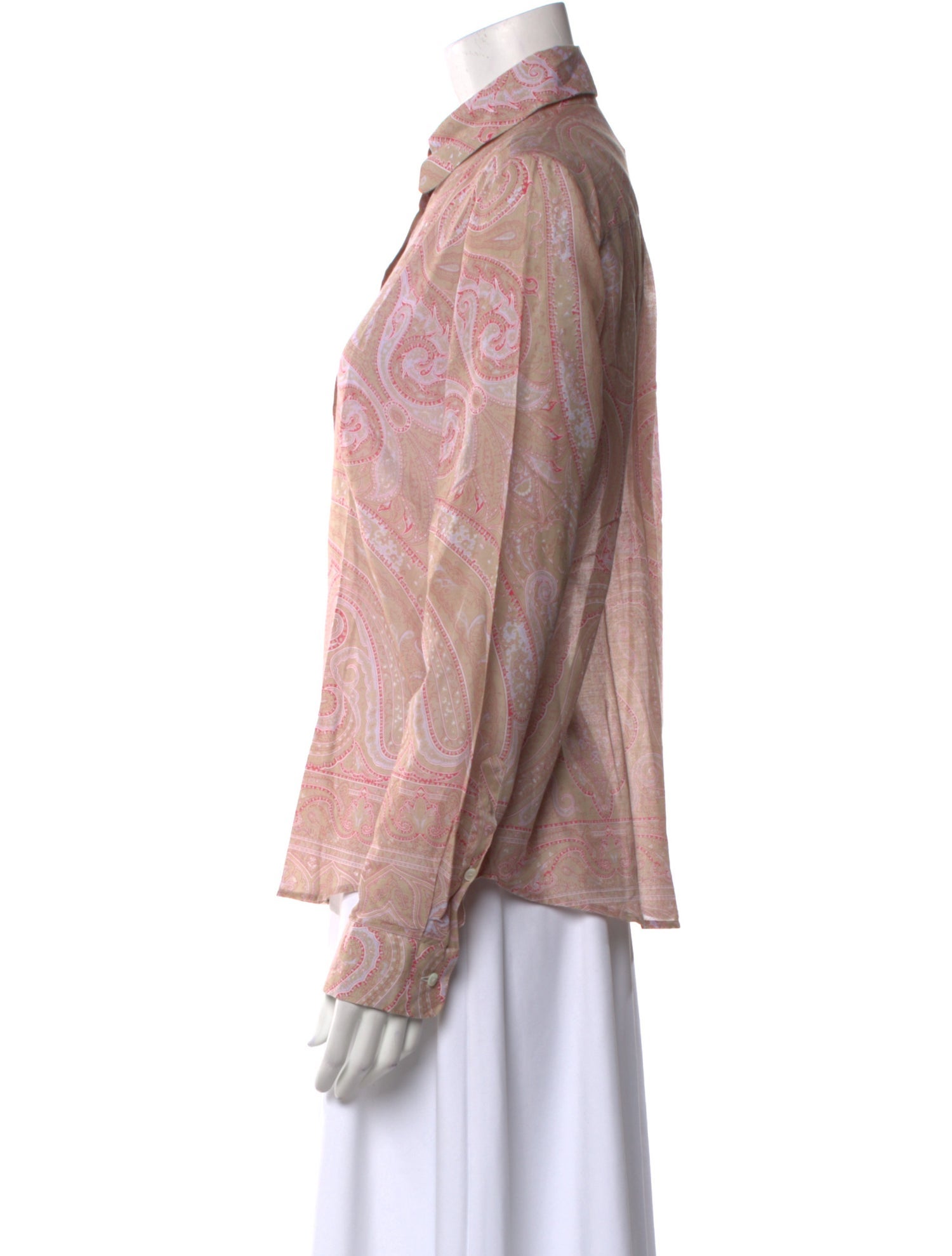 Max Mara Paisley Print Long Sleeve Button-Up Top