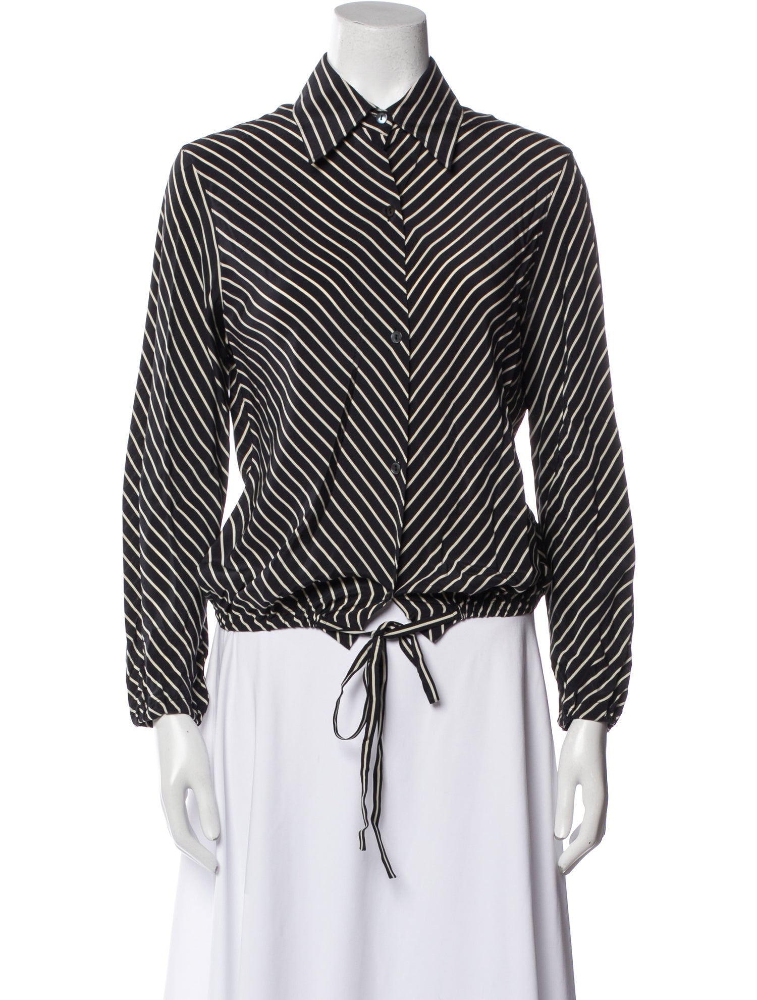 Max Mara Silk Striped Button-Up Top