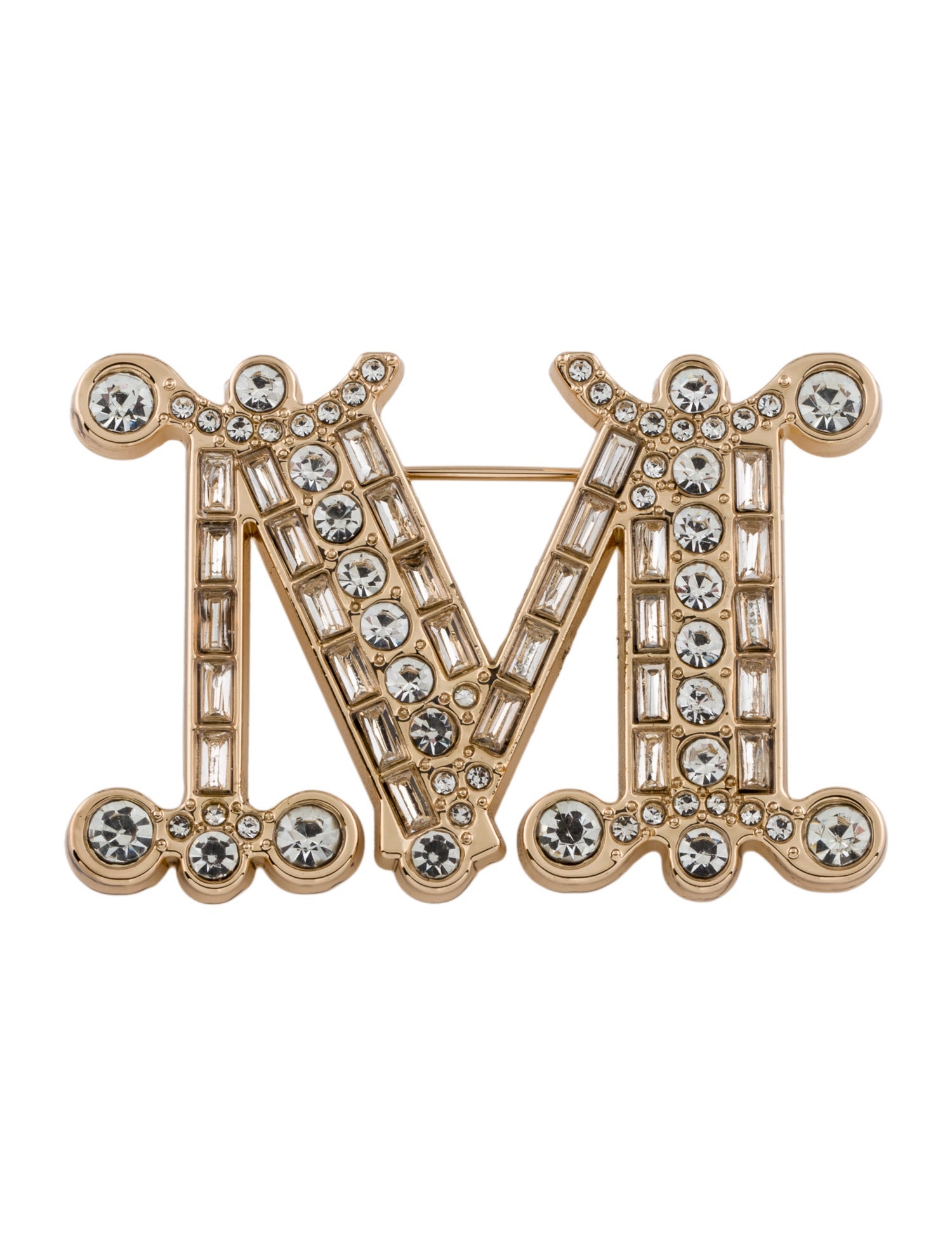 Max Mara Crystal-Adorned Monogram Brooch