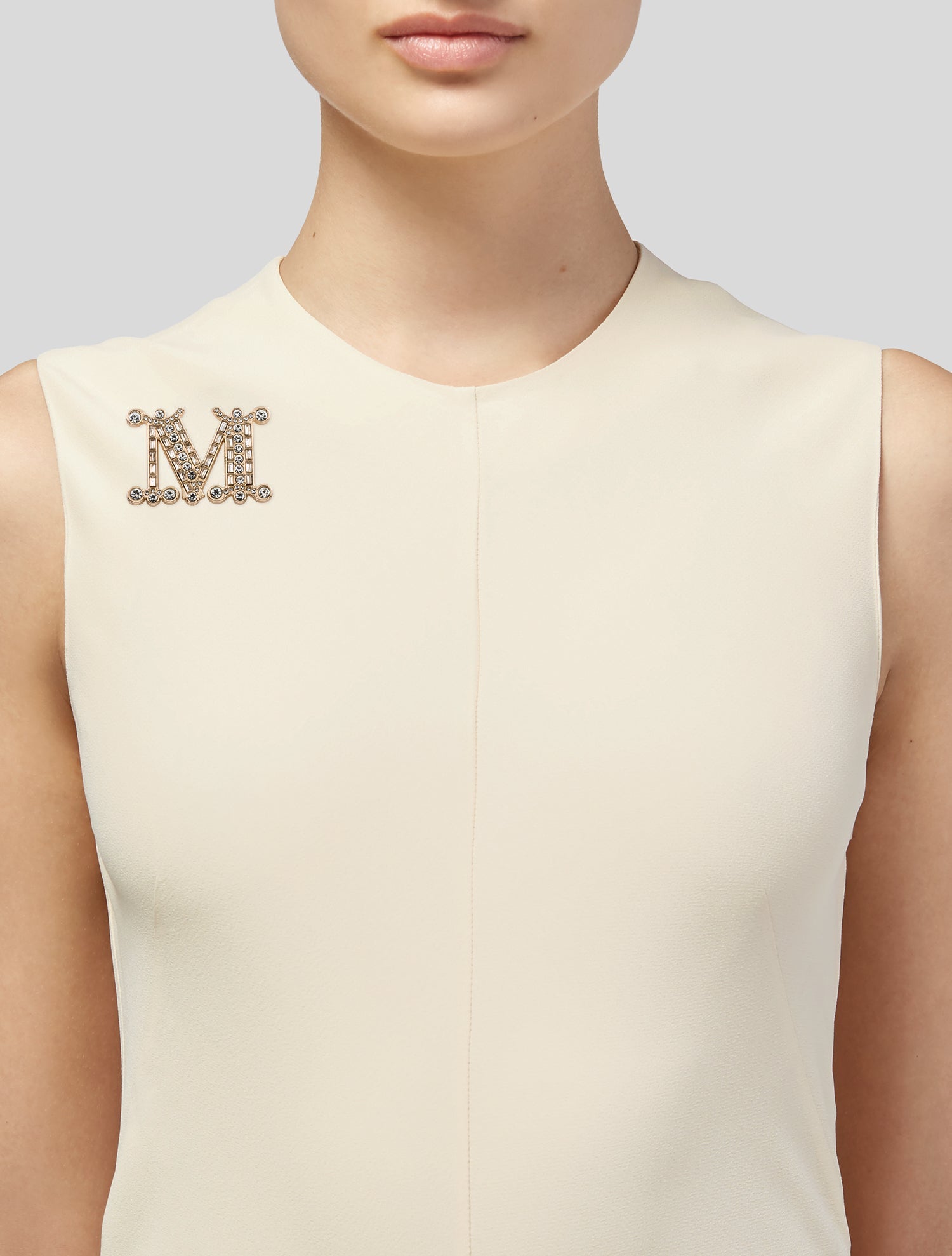Max Mara Crystal-Adorned Monogram Brooch