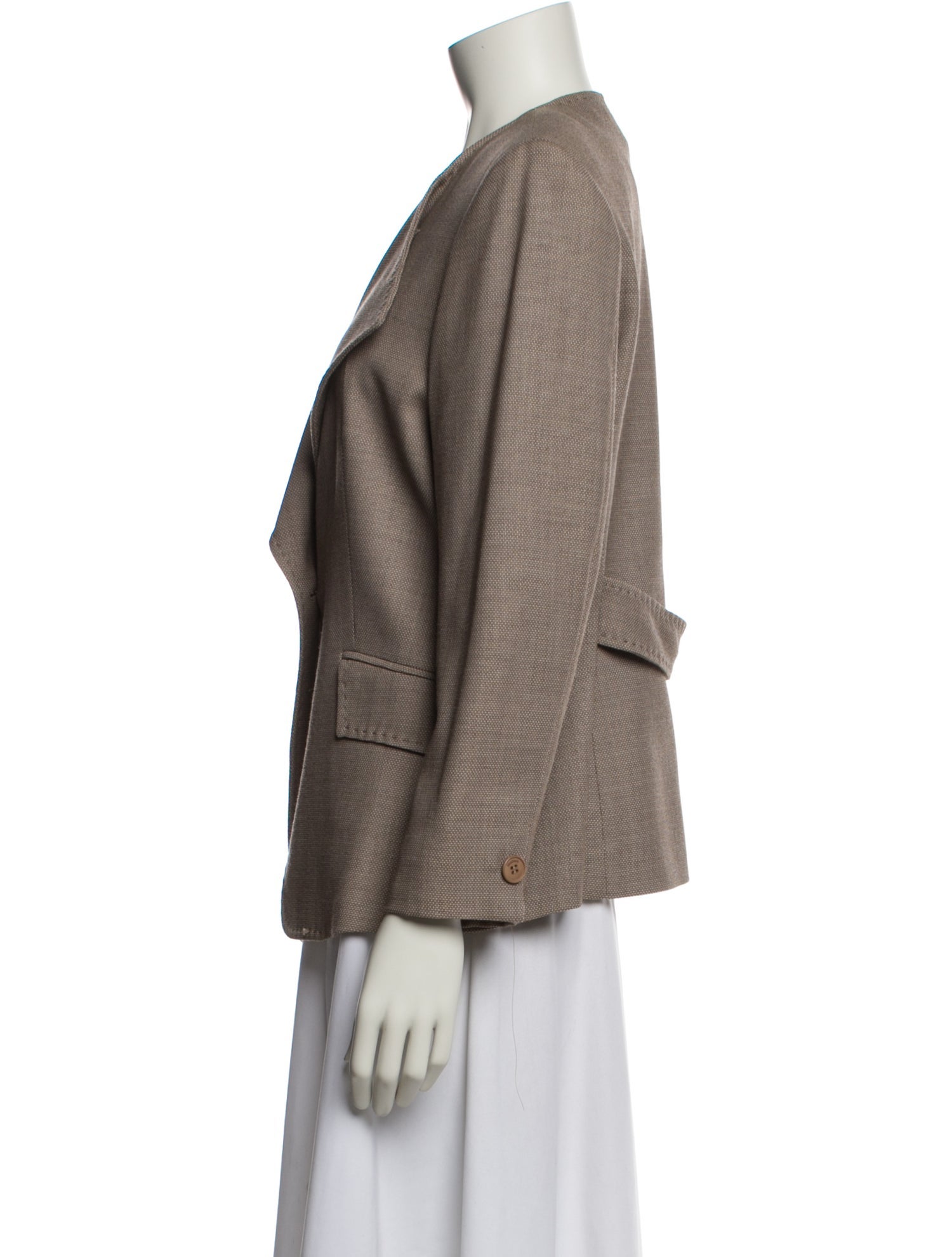 Max Mara Virgin Wool Plaid Print Blazer