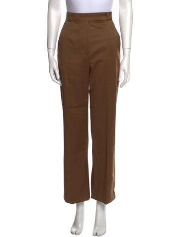 Pre-owned Max Mara Virgin Wool Straight Leg Pants In Brown