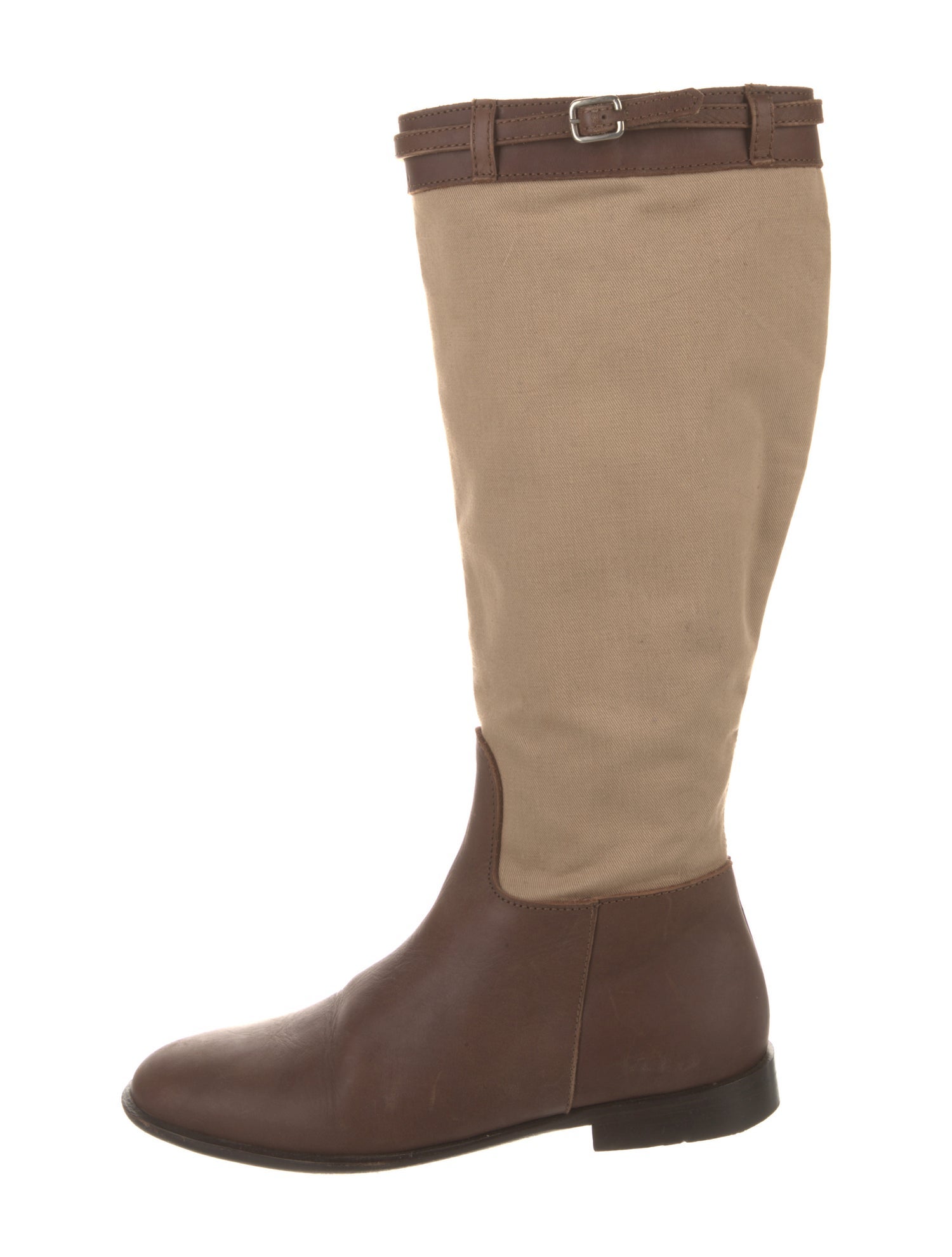 Max Mara Leather Colorblock Pattern Riding Boots