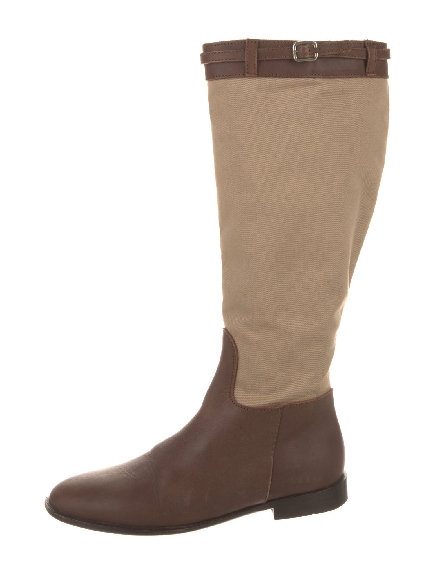 Max Mara Leather Colorblock Pattern Riding Boots
