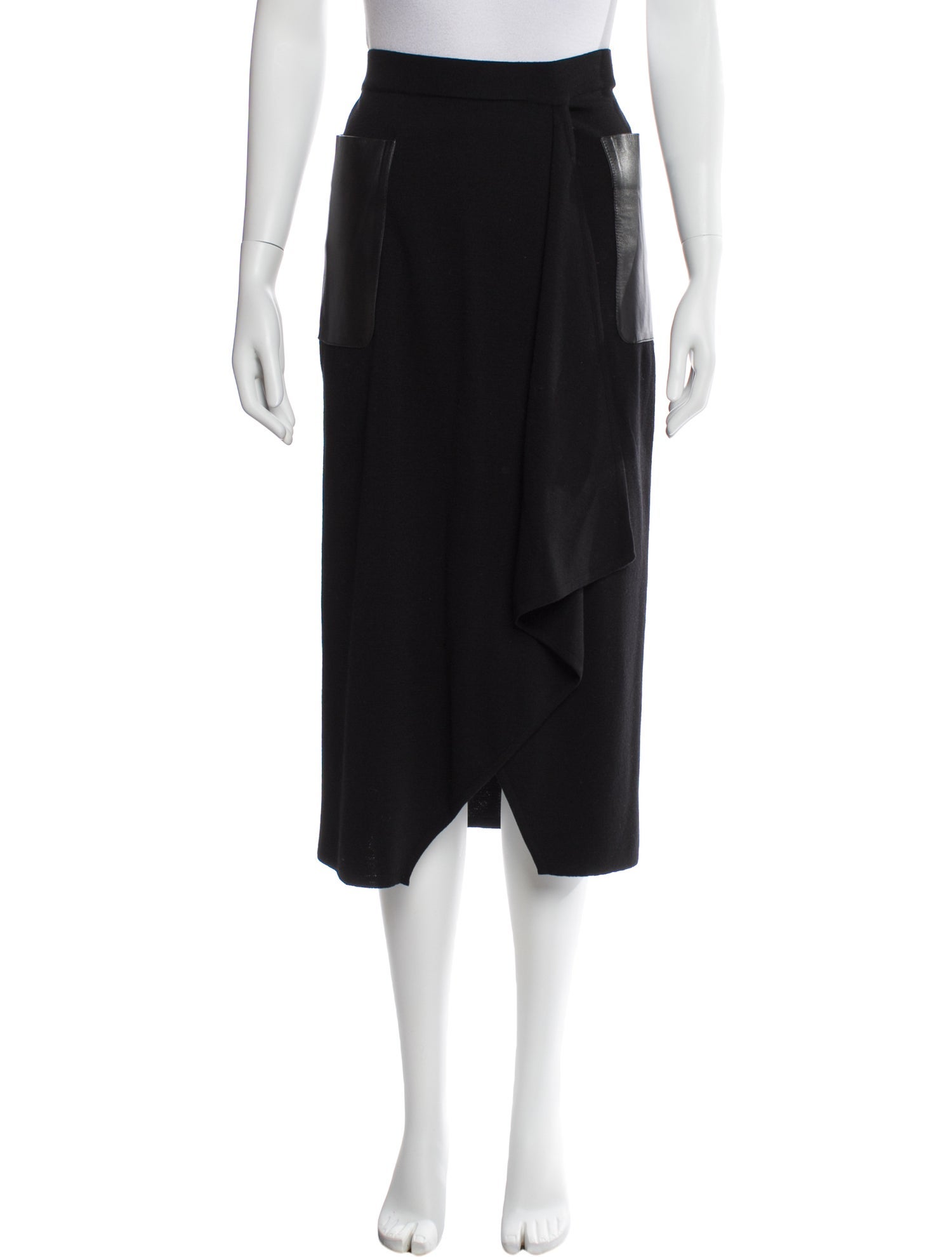 Max Mara Leather Trim Embellishment Midi Length Skirt