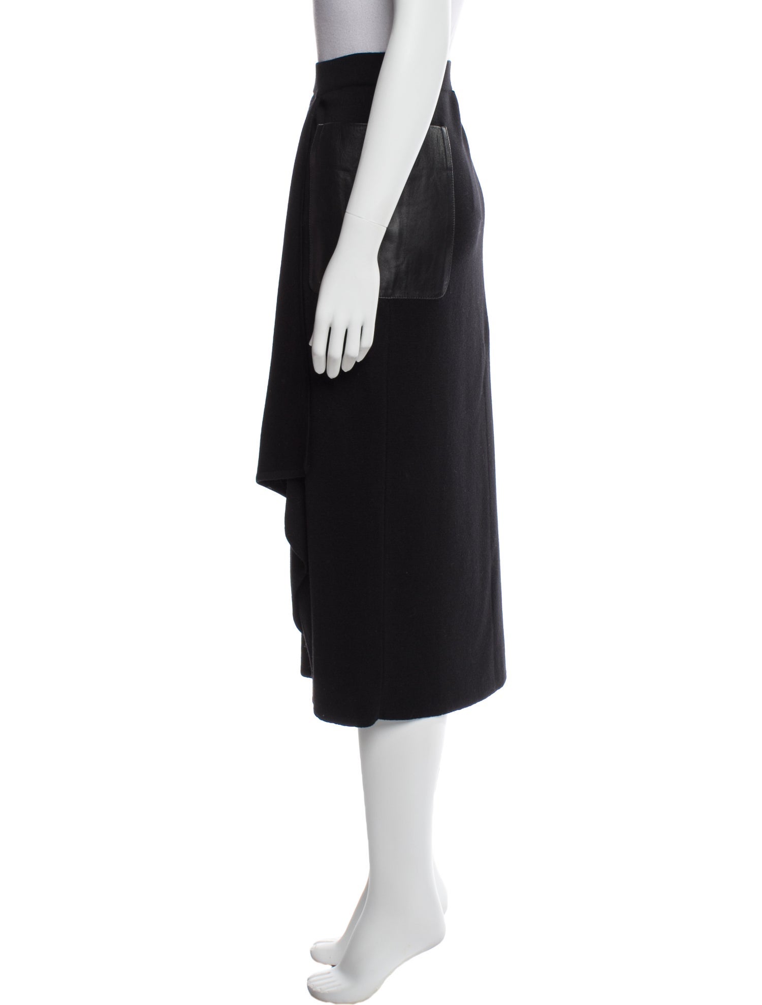 Max Mara Leather Trim Embellishment Midi Length Skirt