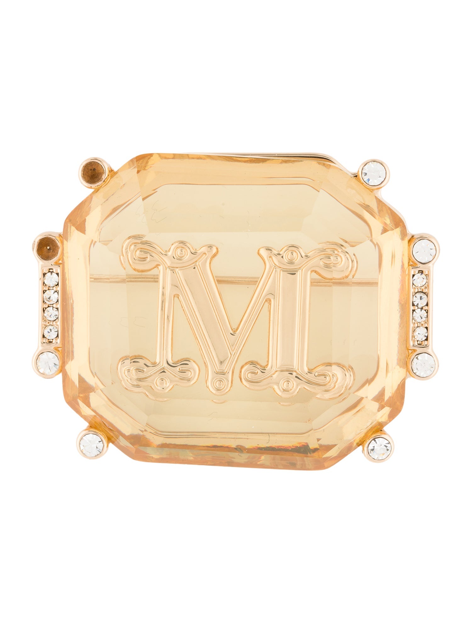 Max Mara Crystal Monogram Brooch