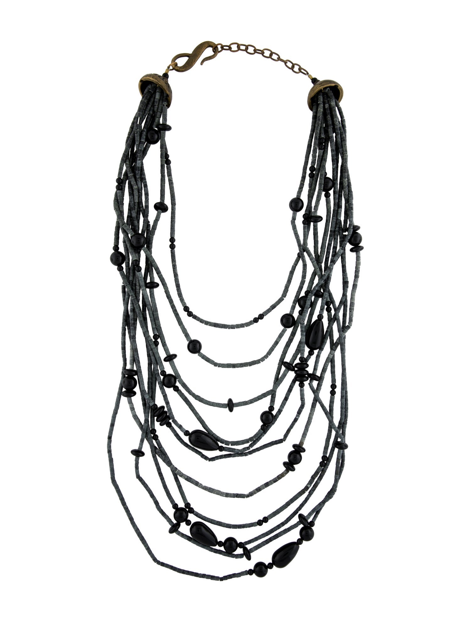 Max Mara Beaded Multi-Strand Toggle Necklace