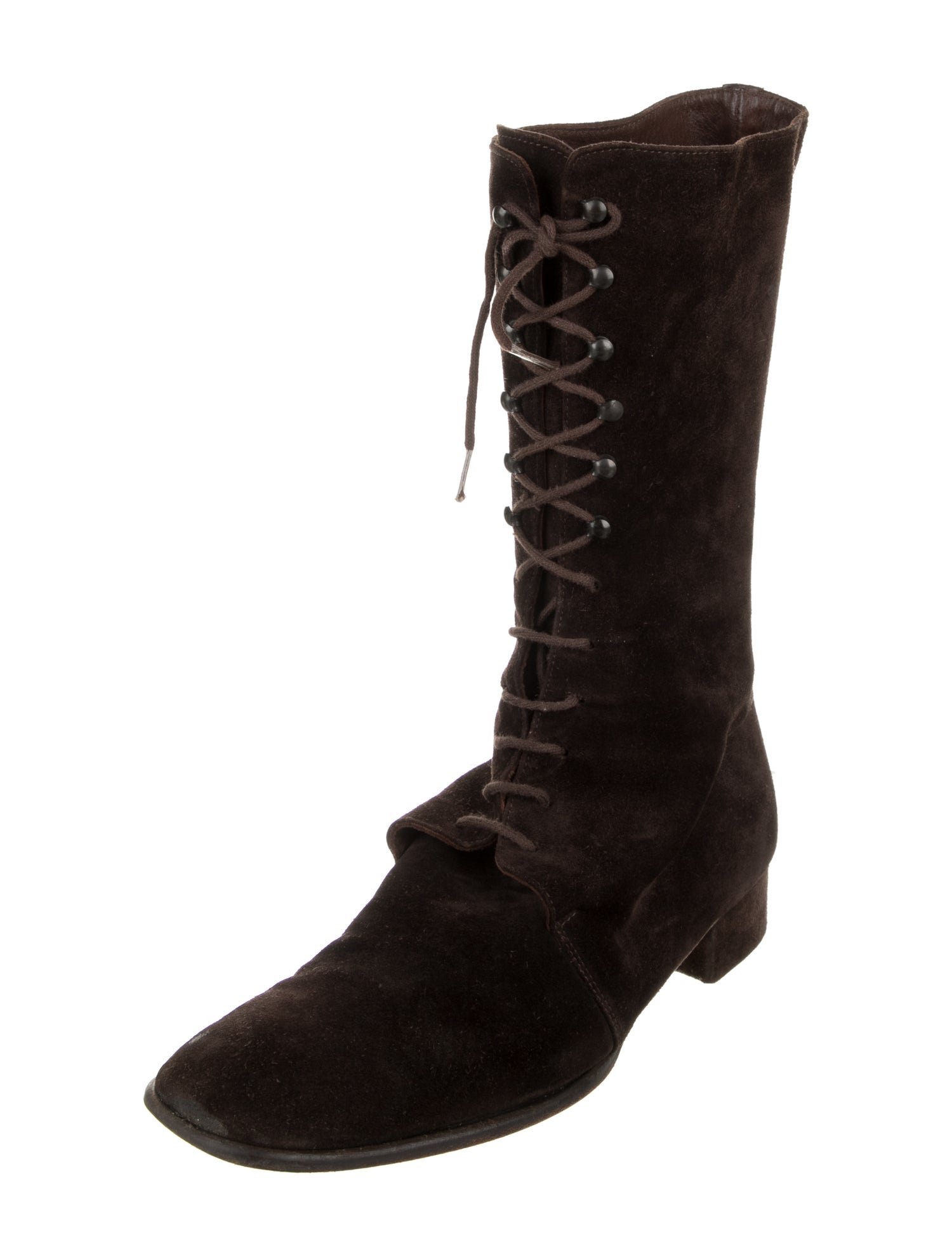 Max Mara Suede Animal Print Combat Boots