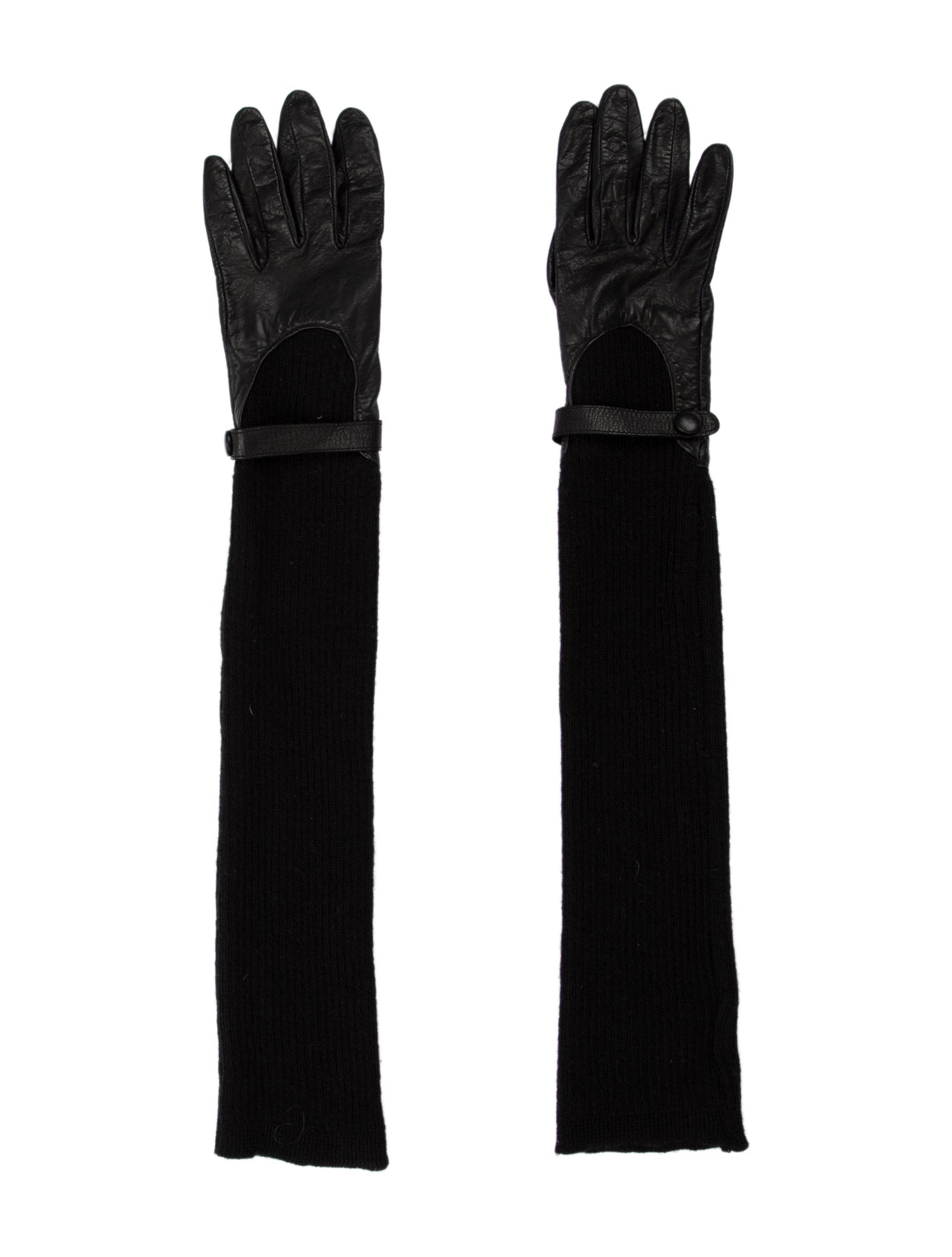 Max Mara Lamb Leather and Rib Knit Gloves
