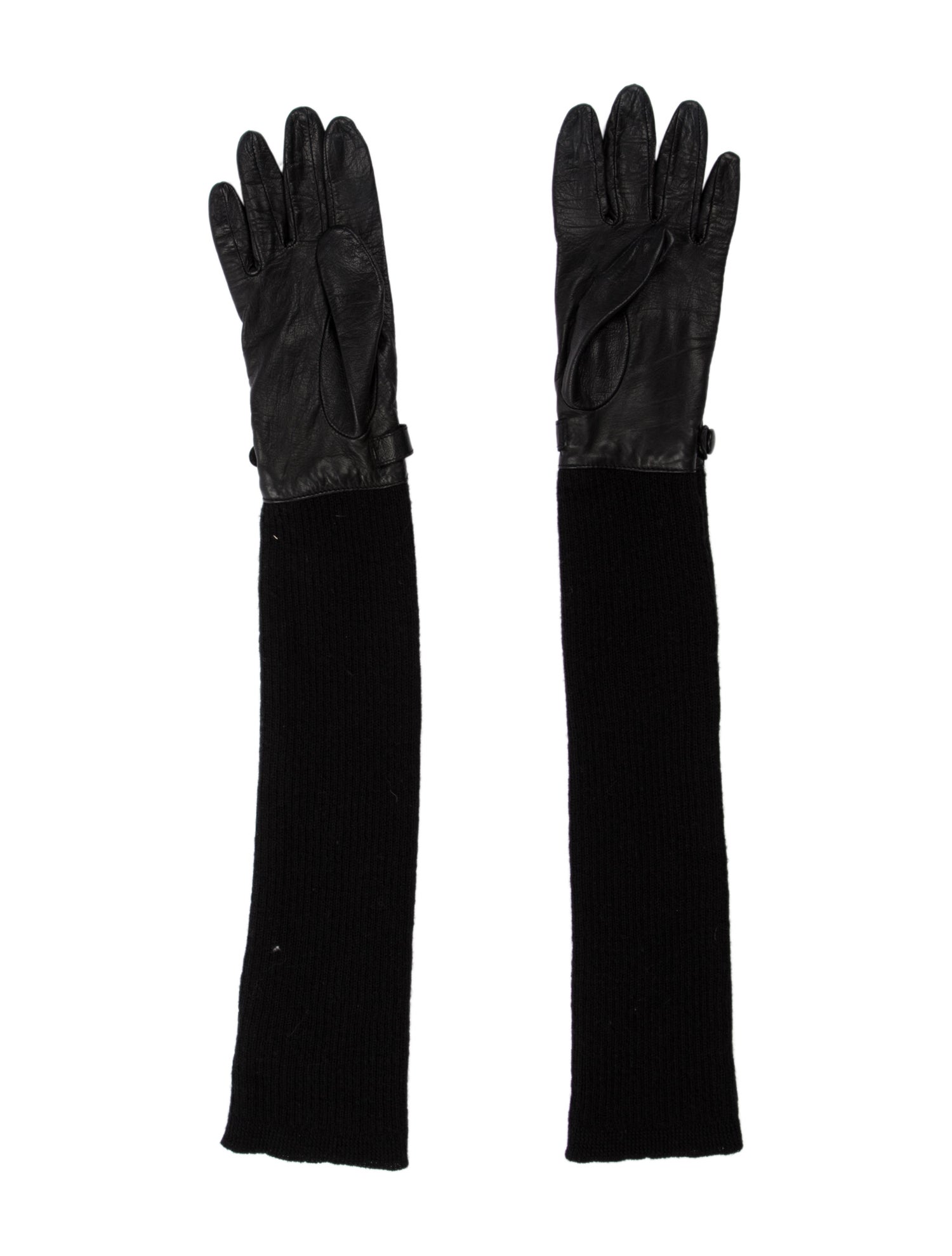 Max Mara Lamb Leather and Rib Knit Gloves