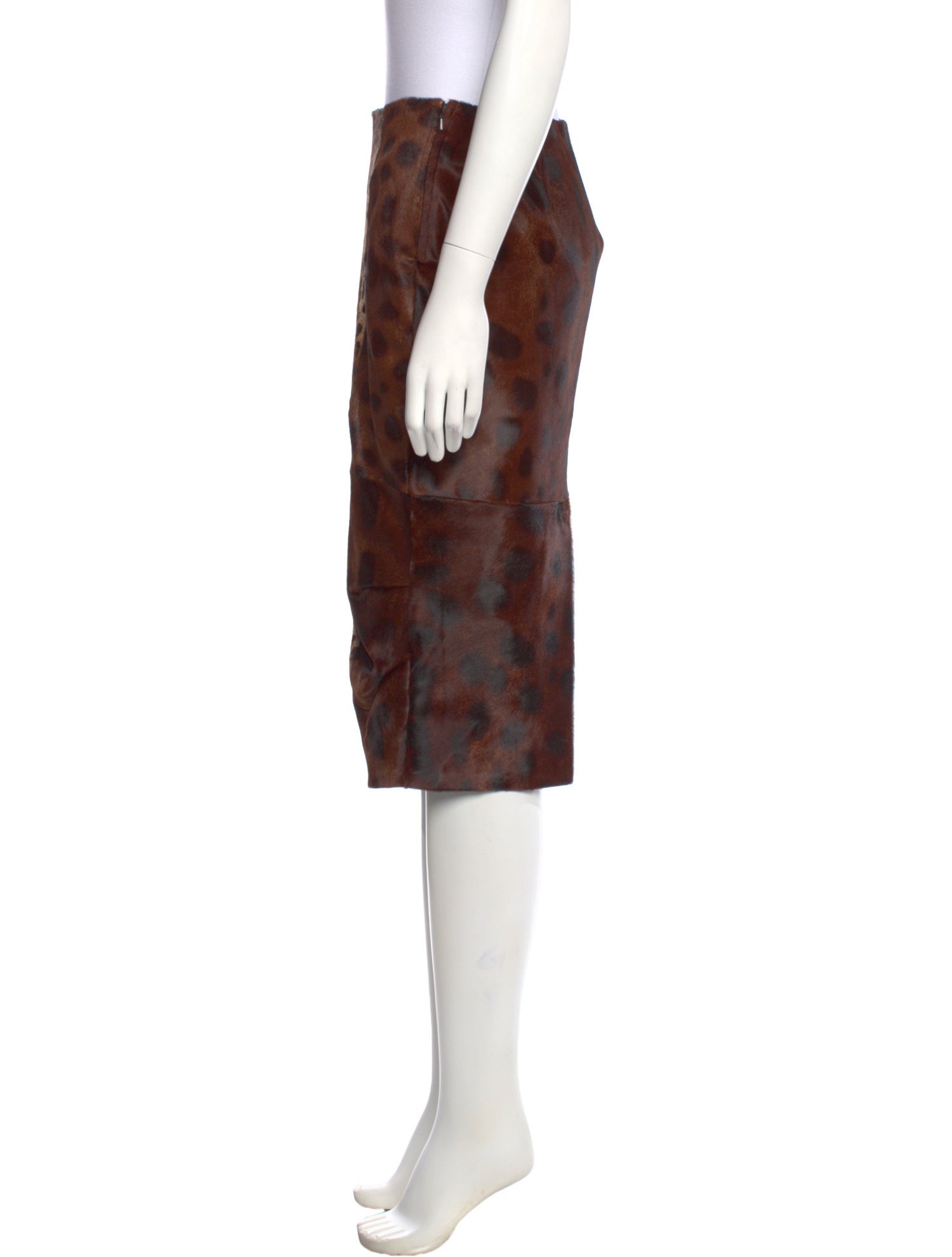 Max Mara Calf Leather Knee-Length Skirt