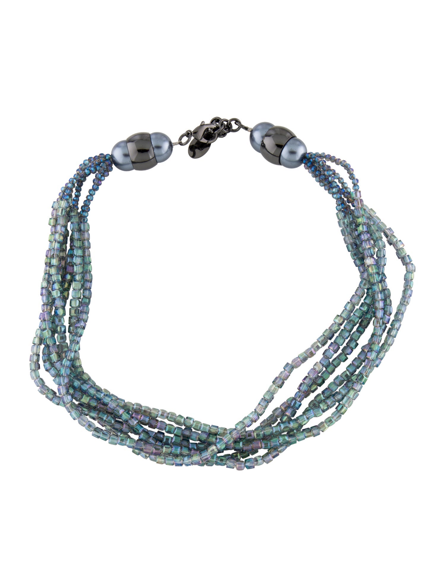 Max Mara Faux Pearl & Crystal Multistrand Necklace