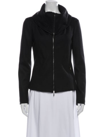 Pre-owned Max Mara Wool Biker Jacket In Black