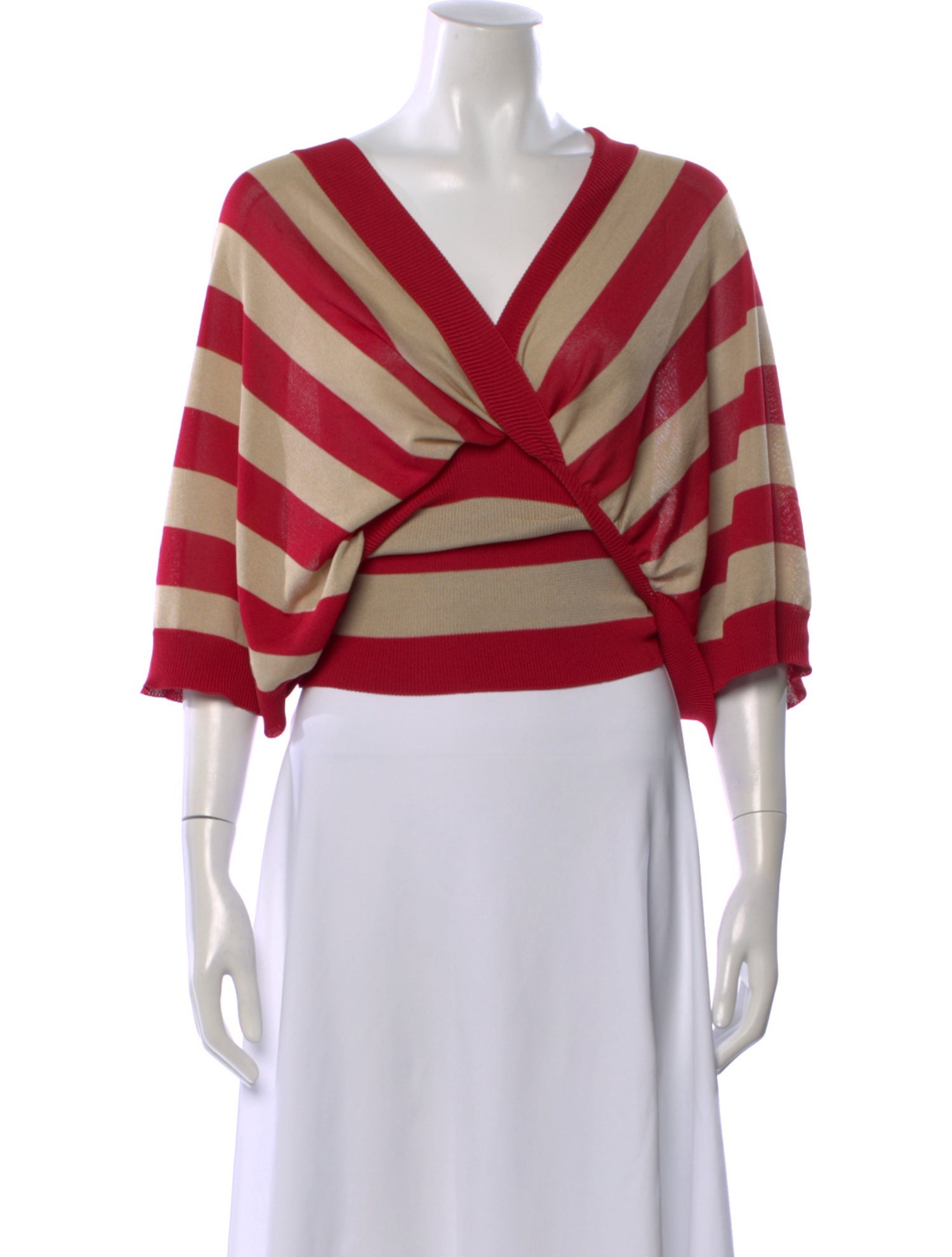 Max Mara Striped V-Neck Top