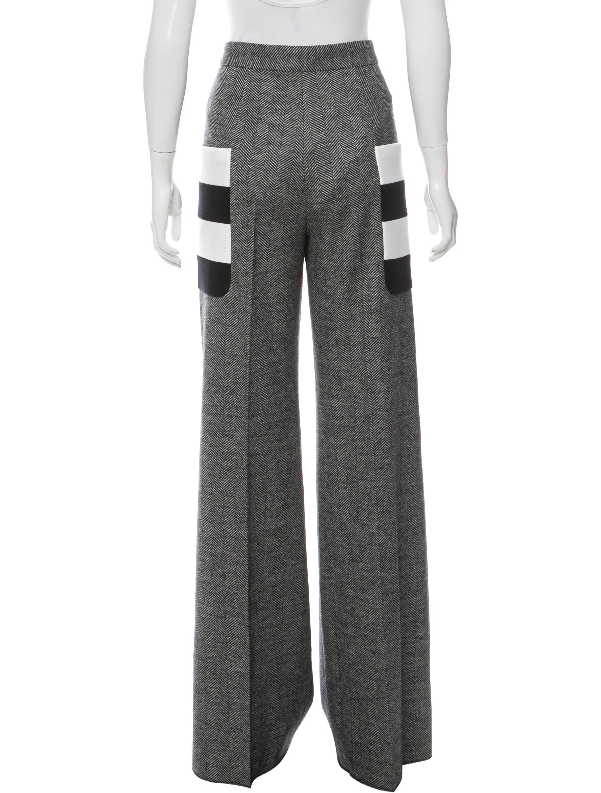 MaxMara Wool Herringbone Pants w/ Tags Clothing MMA21624 The RealReal