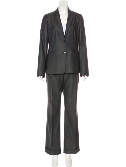 MaxMara Wool Wide-Leg Pant Suit Grey