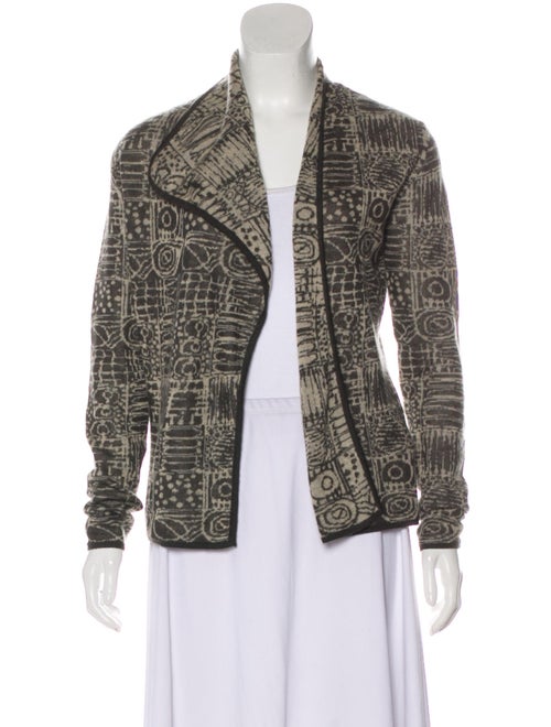 Max Mara Intarsia Cashmere-Blend Cardigan Olive