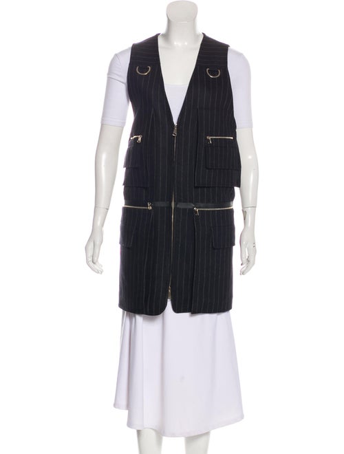 Max Mara Virgin Wool Striped Vest Black