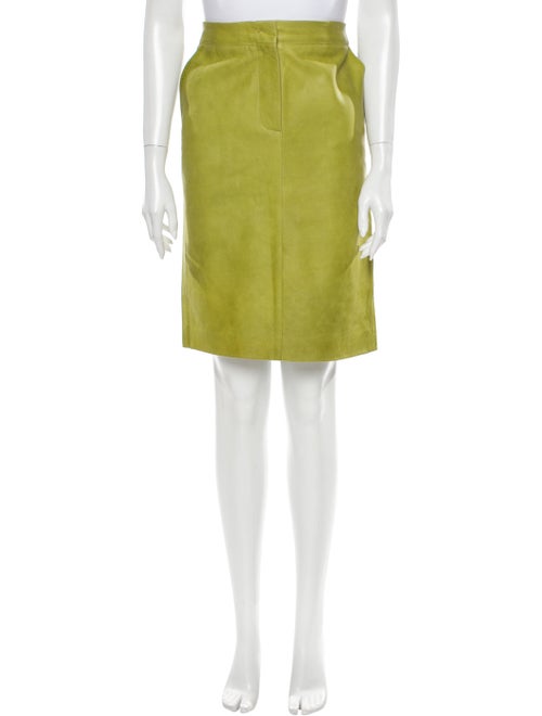 Max Mara Leather Knee-Length Skirt Green