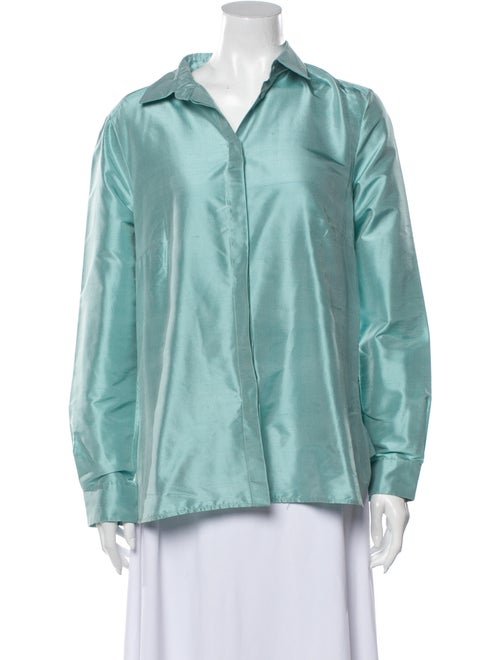 Max Mara Silk Long Sleeve Blouse Blue