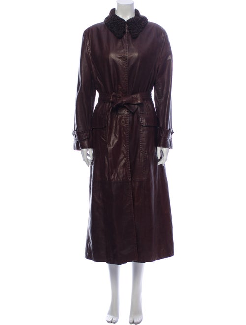 Max Mara Leather Trench Coat Brown
