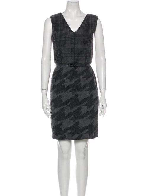 Max Mara Houndstooth Print Mini Dress Grey
