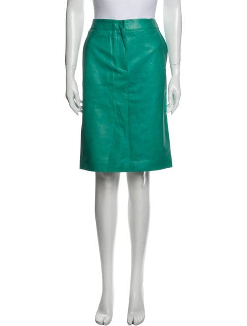 Max Mara Leather Knee-Length Skirt Green