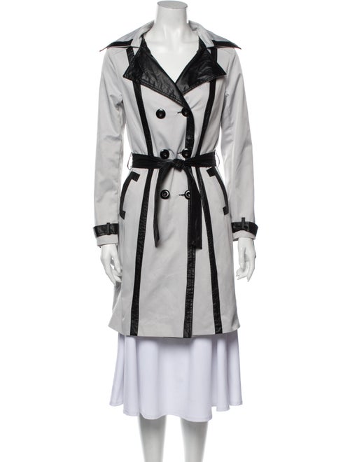 Max Mara Colorblock Pattern Trench Coat Grey