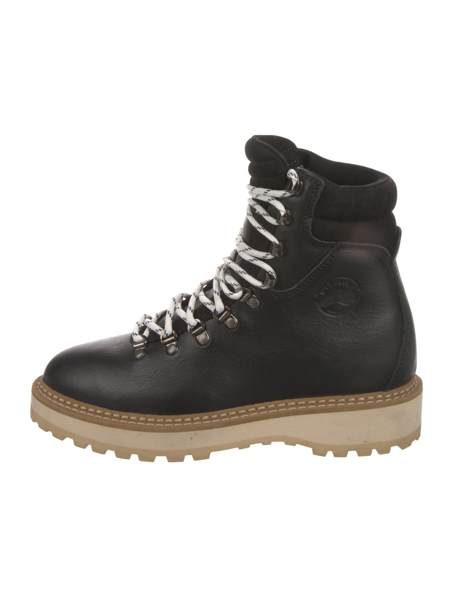 Diemme Leather Colorblock Pattern Combat Boots
