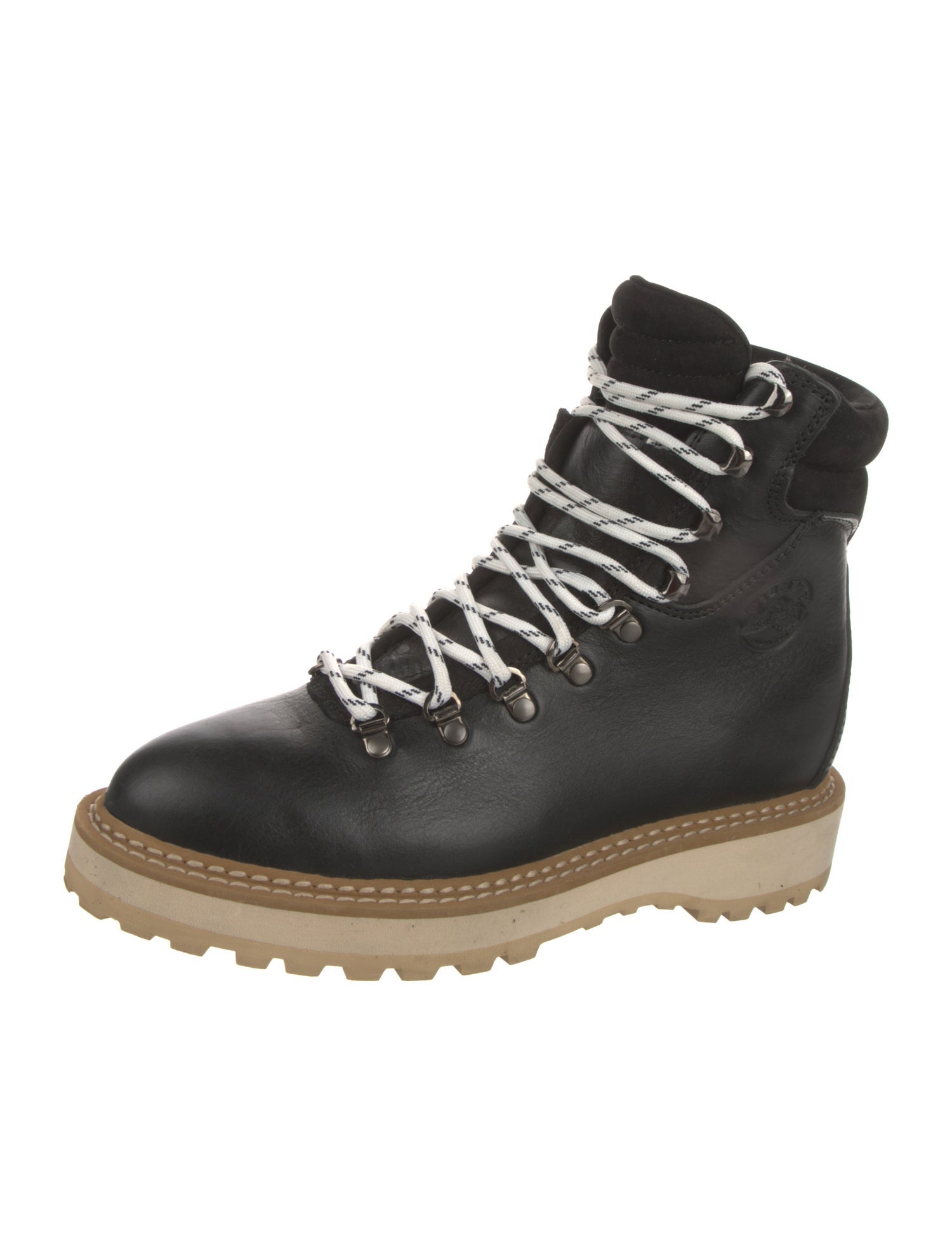 Diemme Leather Colorblock Pattern Combat Boots