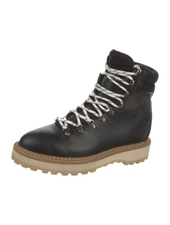 Diemme Leather Colorblock Pattern Combat Boots