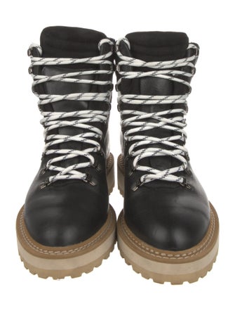 Diemme Leather Colorblock Pattern Combat Boots