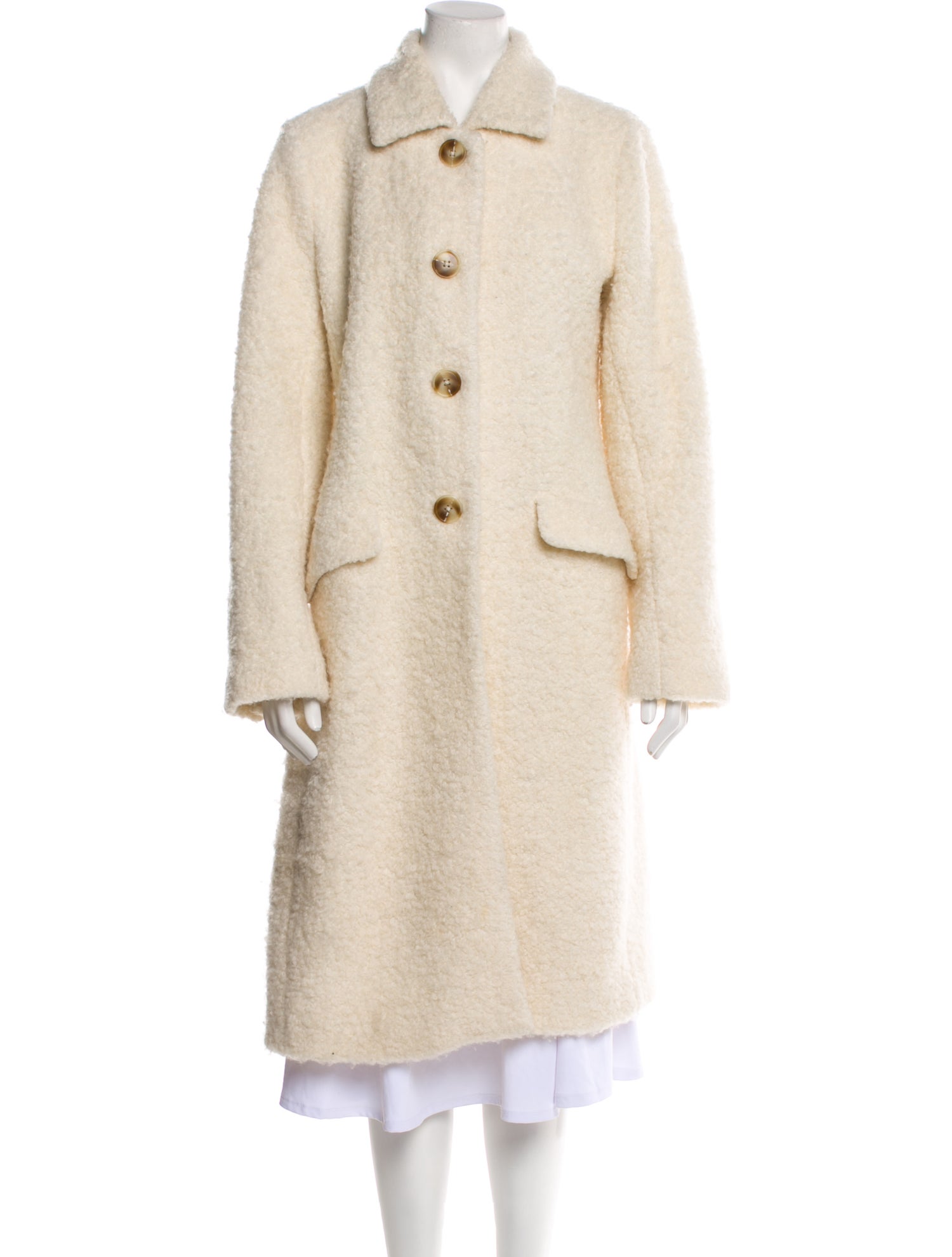 Marina Moscone Wool Faux Fur Coat