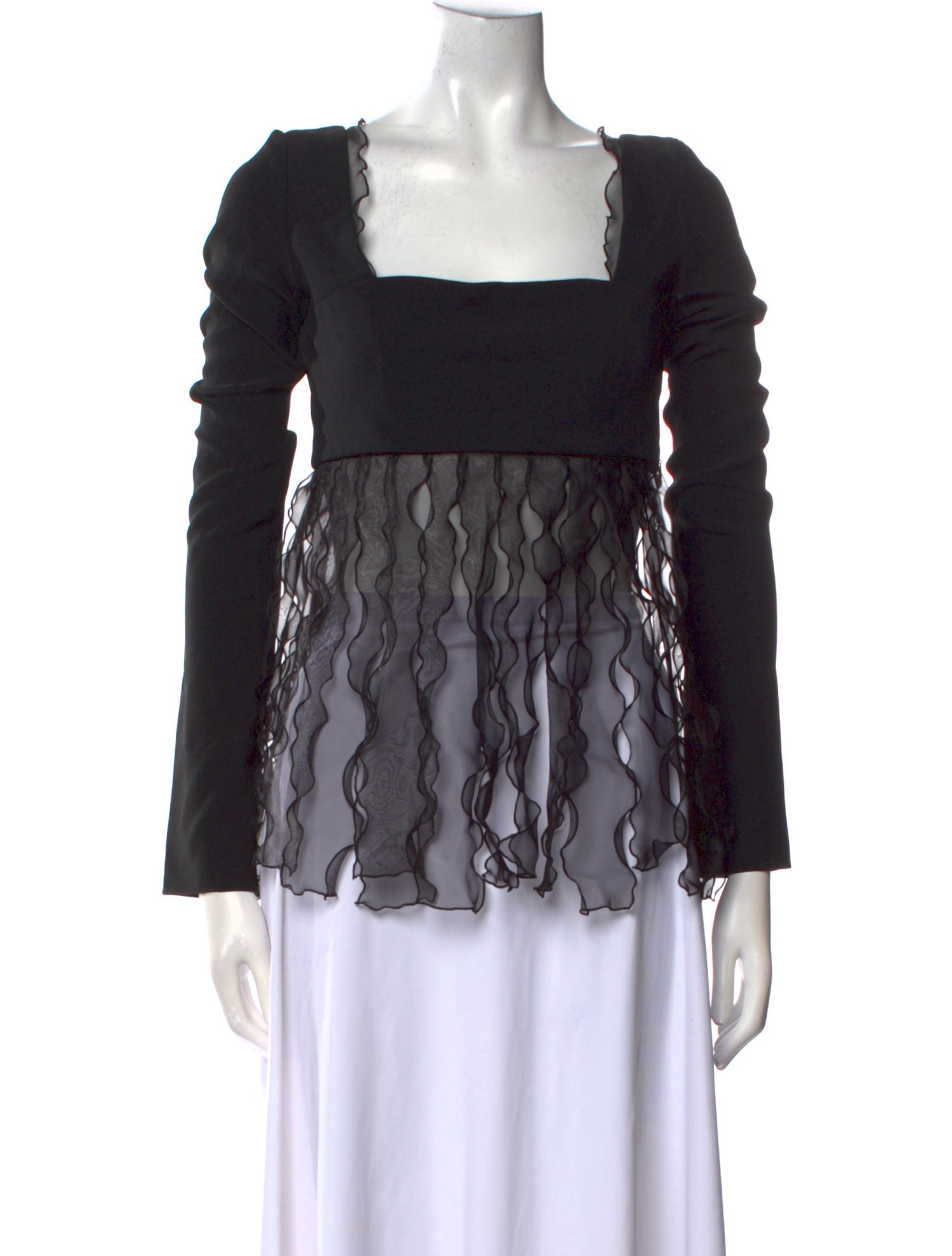 Marina Moscone Square Neckline Long Sleeve Blouse