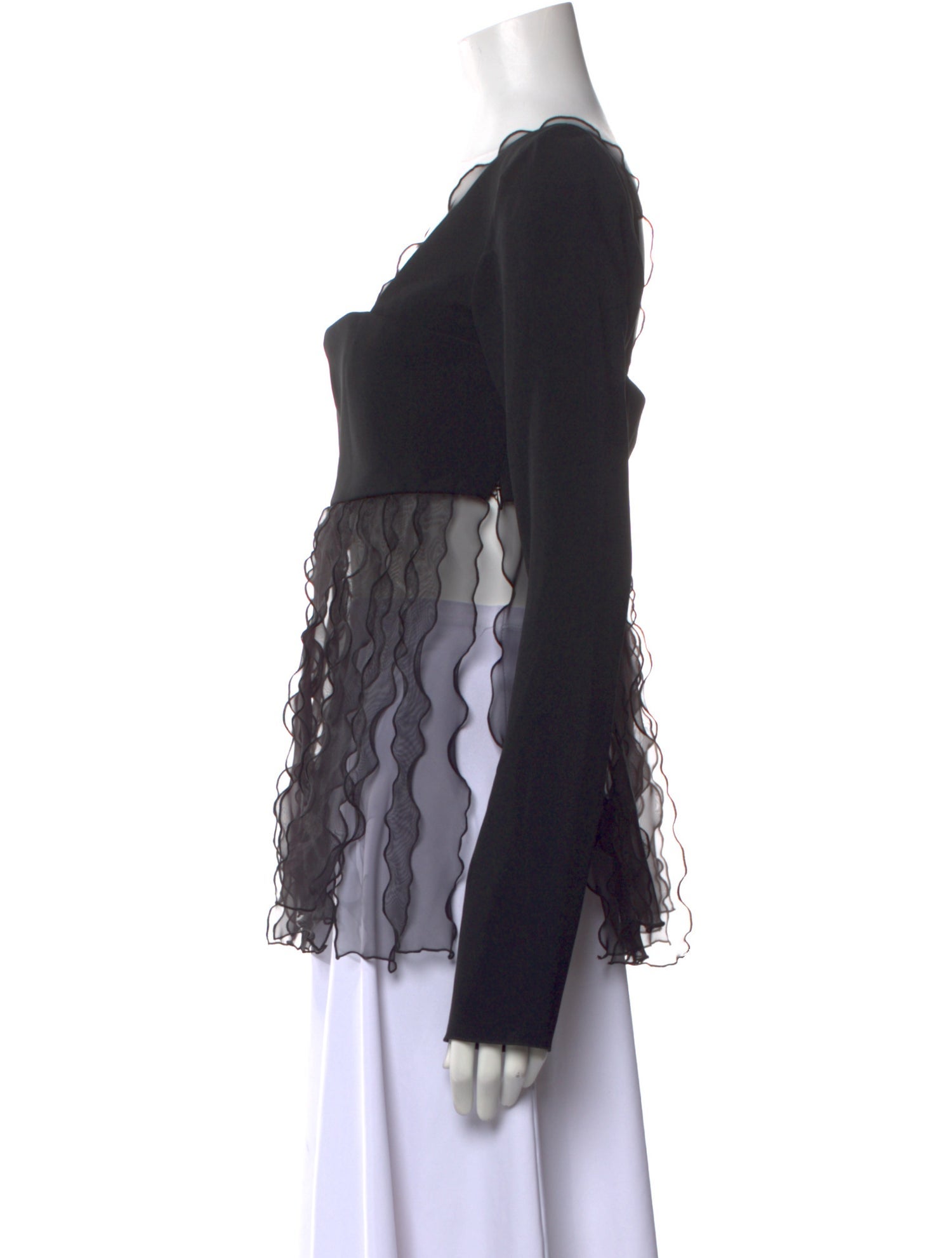 Marina Moscone Square Neckline Long Sleeve Blouse