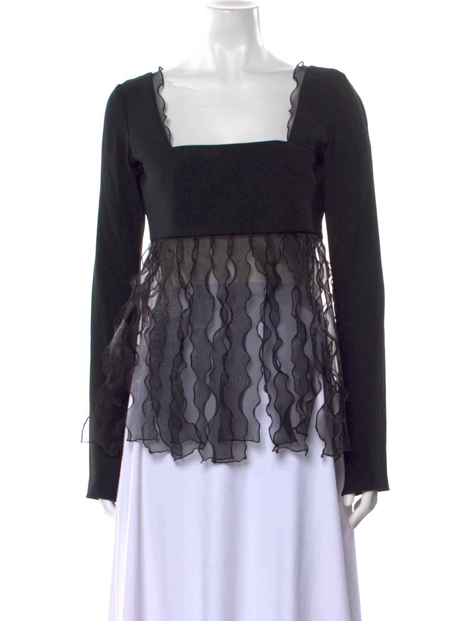 Marina Moscone Square Neckline Long Sleeve Blouse