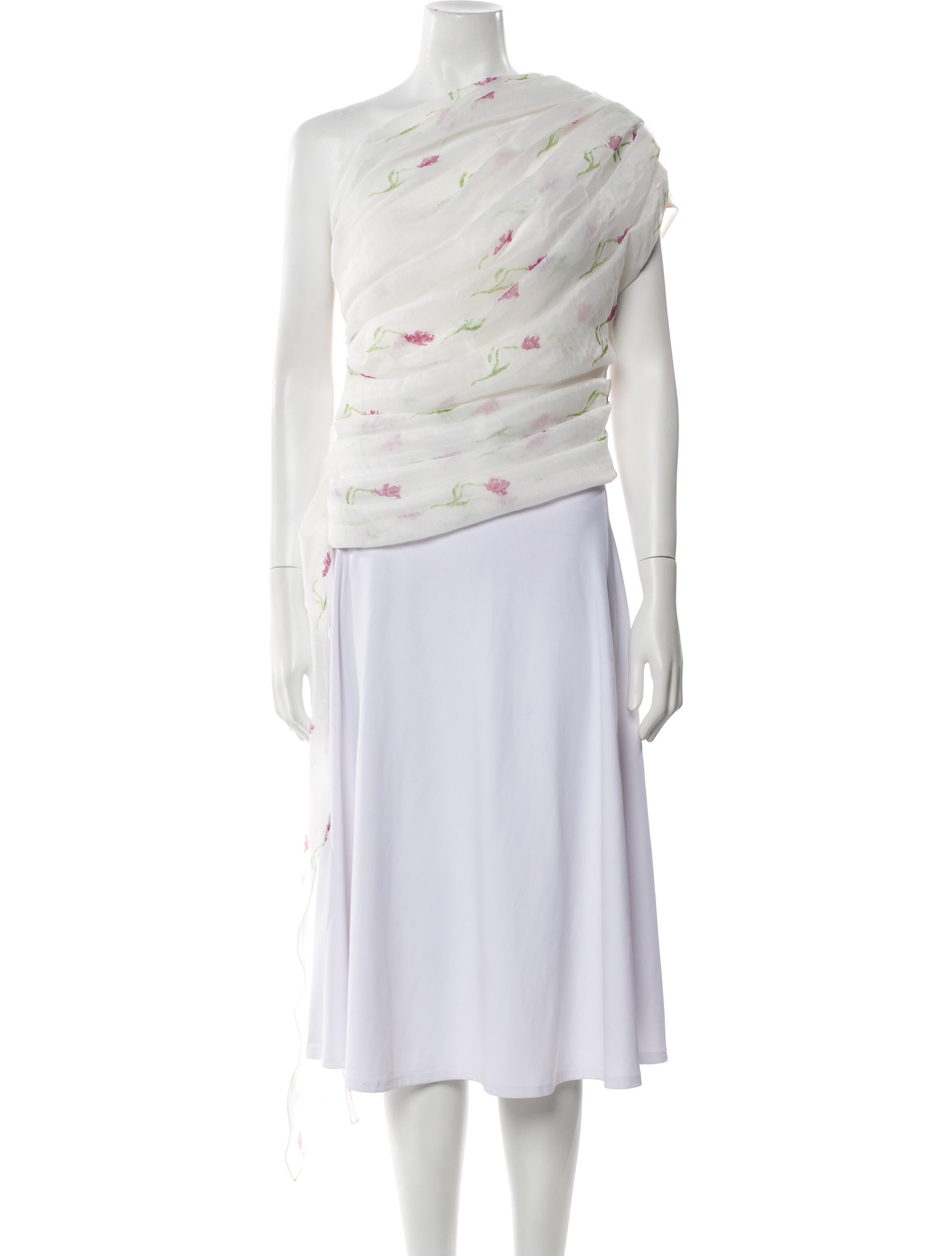 Marina Moscone Floral Print One-Shoulder Blouse w/ Tags