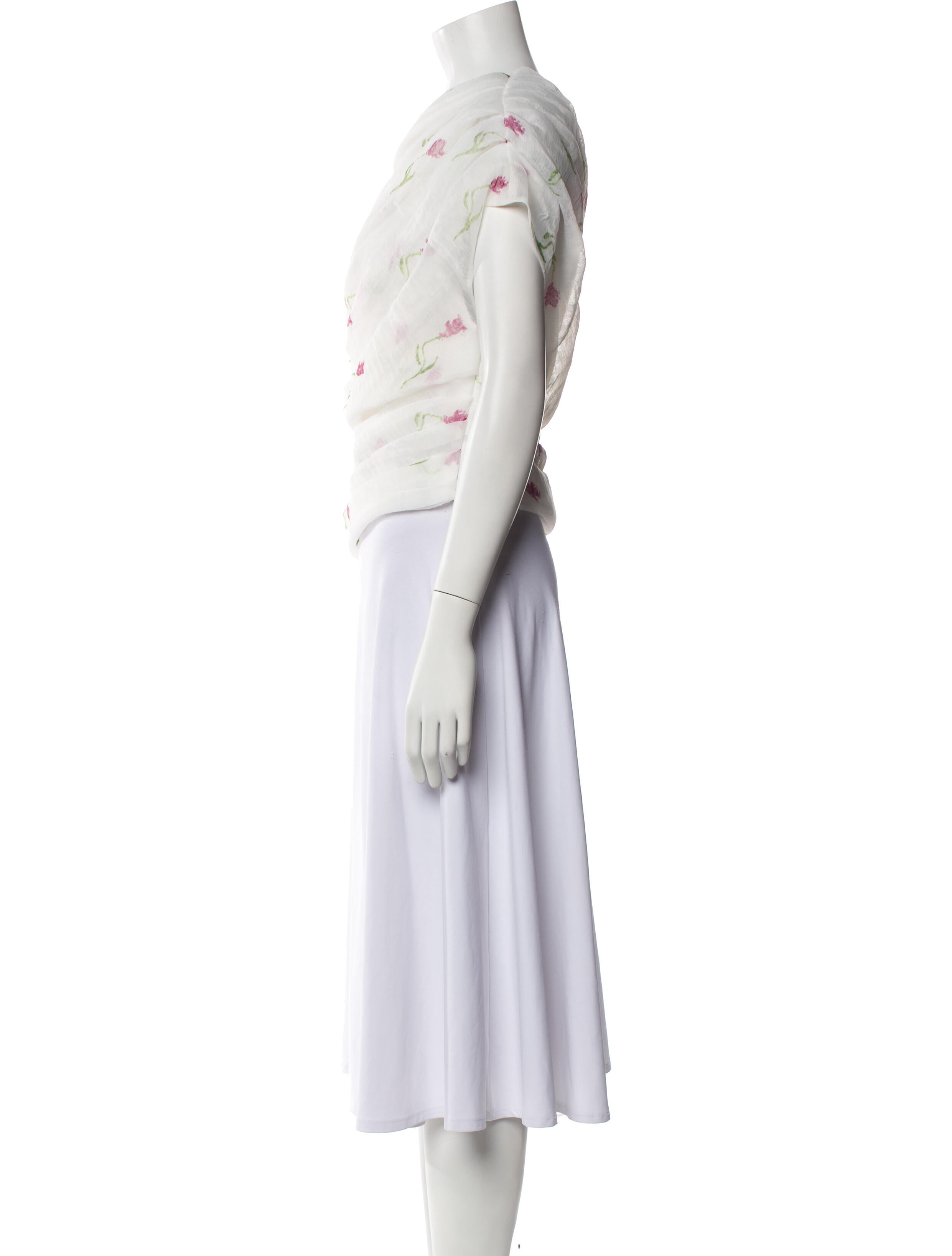 Marina Moscone Floral Print One-Shoulder Blouse w/ Tags