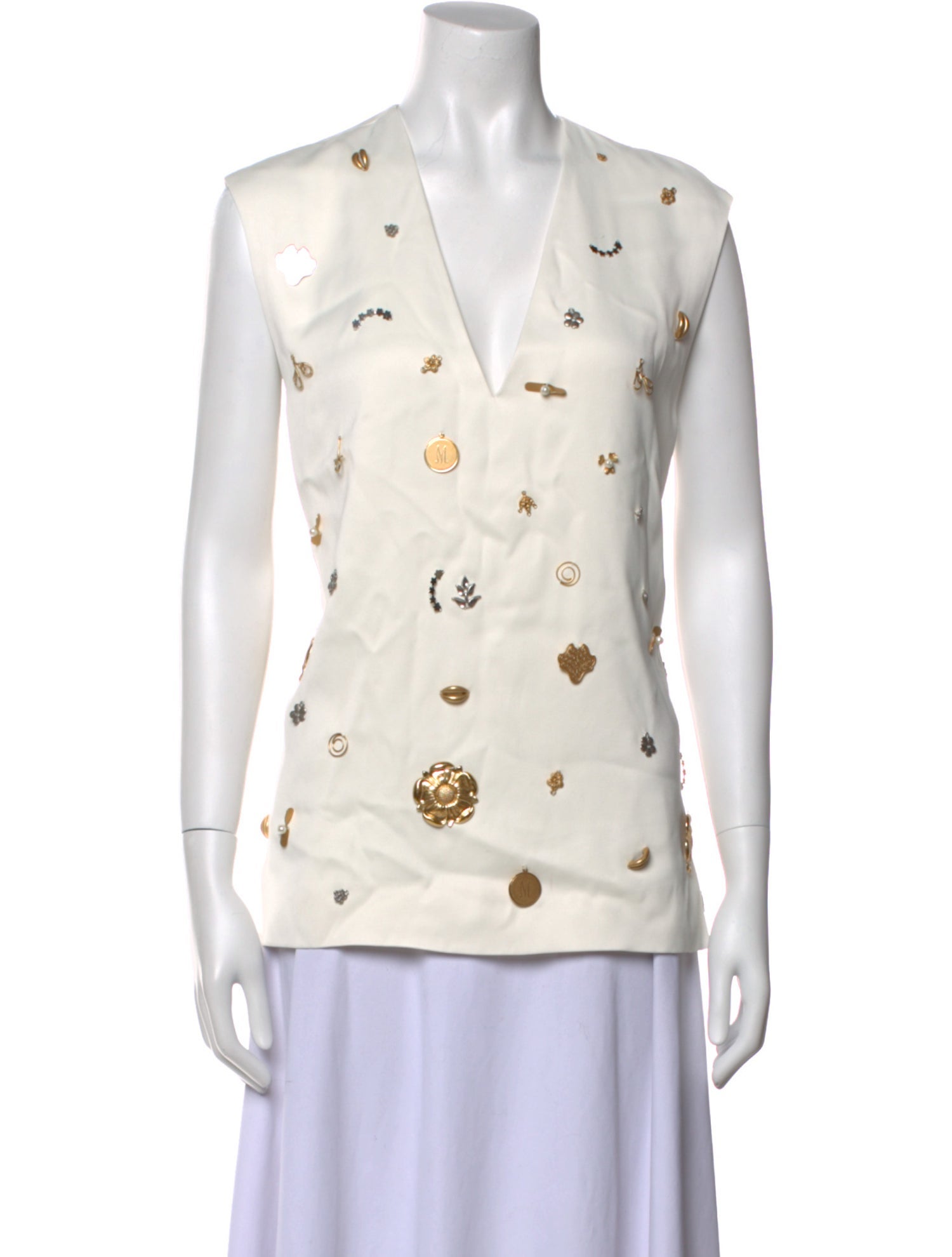 Marina Moscone Printed V-Neck Top