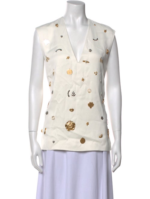 Marina Moscone Printed V-Neck Top