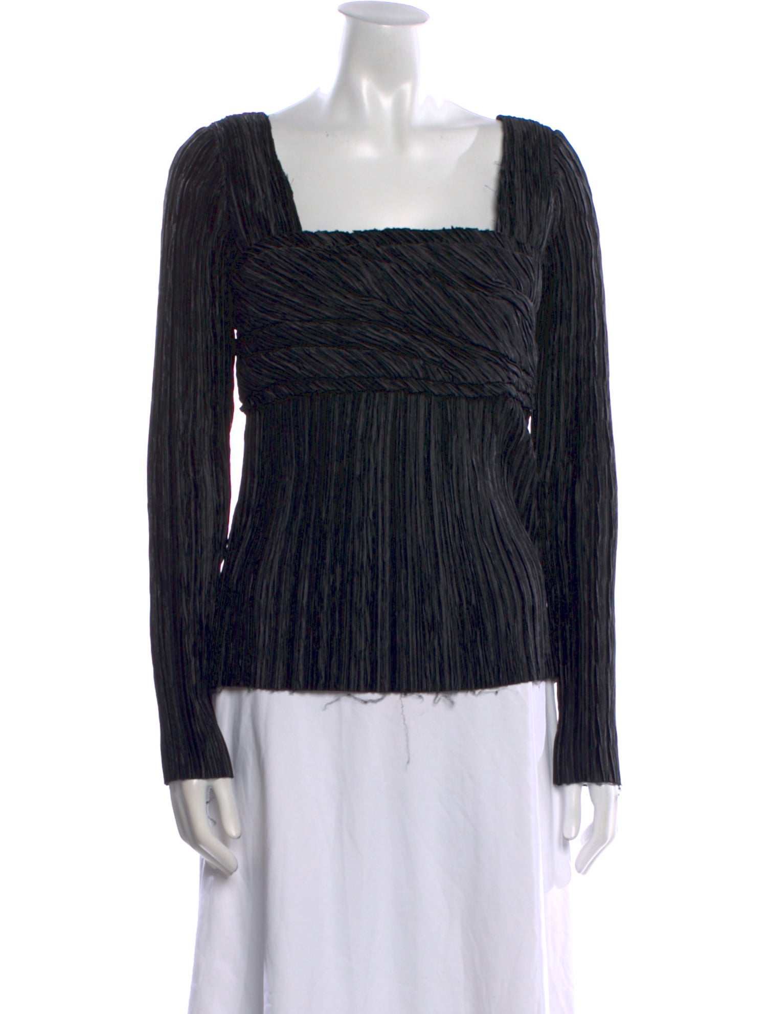 Marina Moscone Square Neckline Long Sleeve Blouse