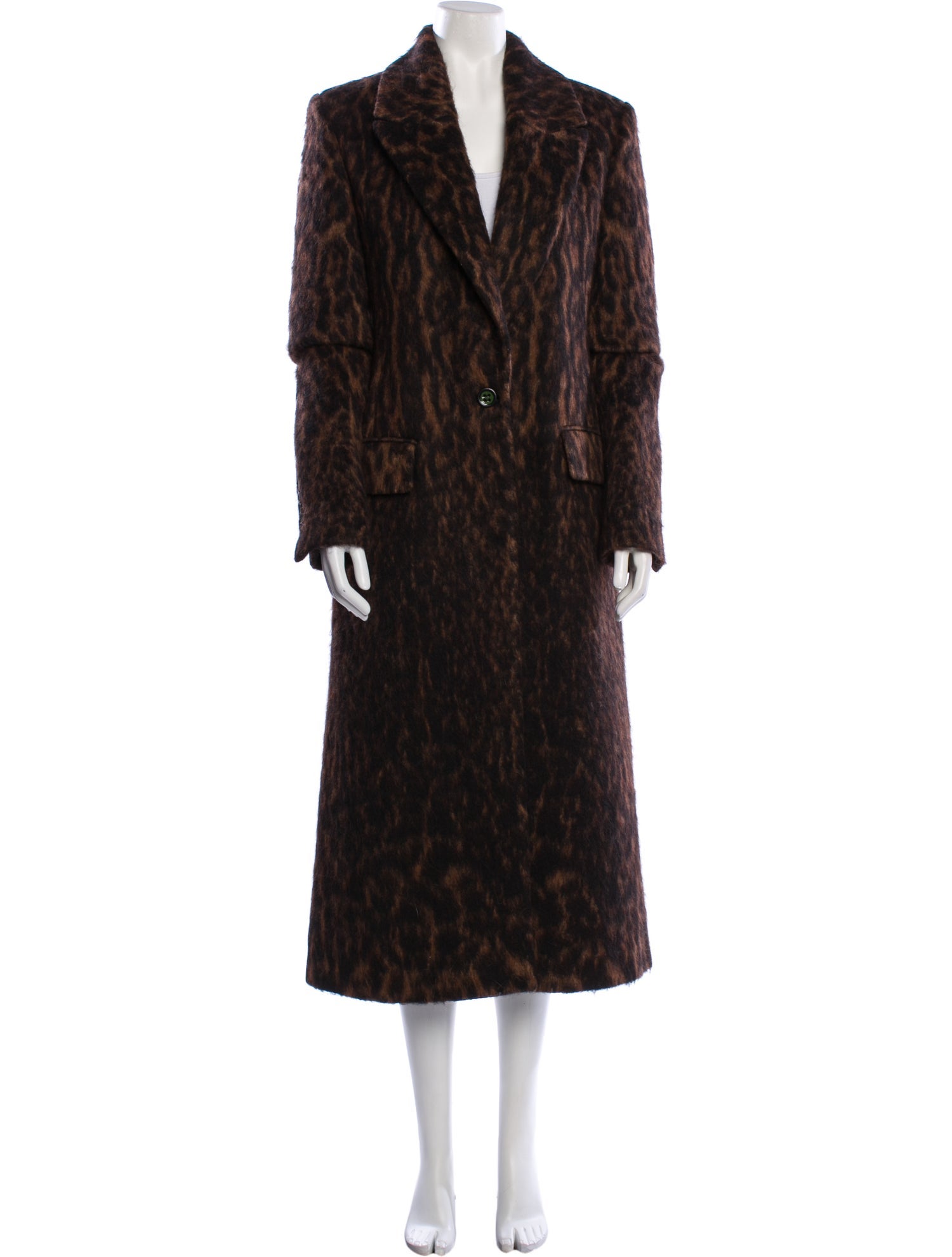 Marina Moscone Tuxedo Coat - Leopard Virgin Wool Faux Fur Coat