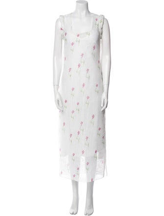 Marina Moscone Floral Print Long Dress