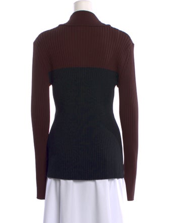 Marina Moscone Colorblock Pattern Mock Neck Sweater